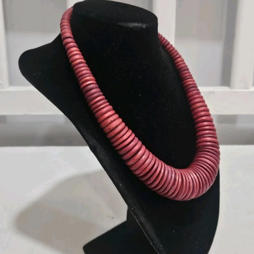 Handcrafted Red Disc Bead Necklace - Women Jewelry